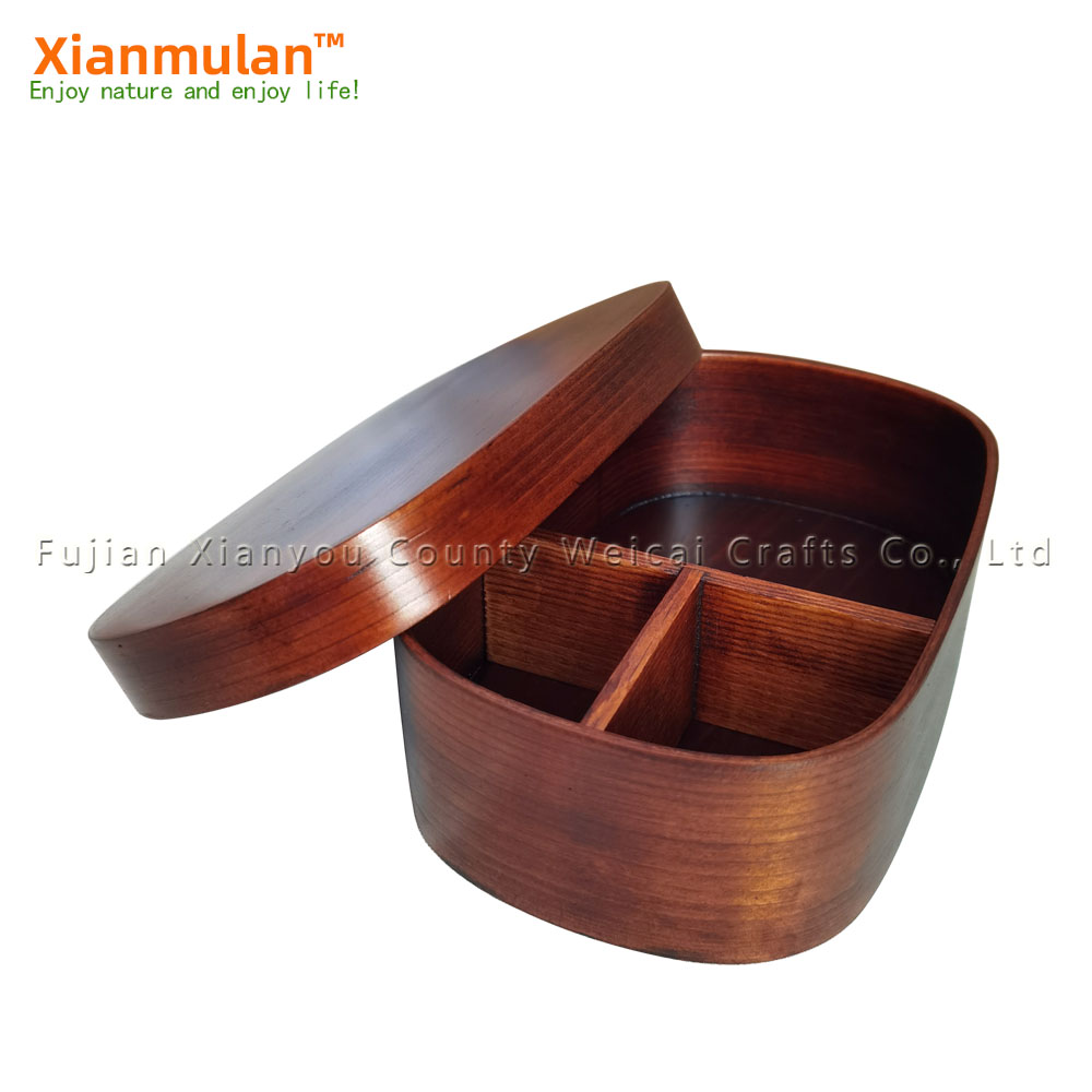 Woodworking Japanese - Naturalne drewniane pudełko Bento Kwadratowe pudełko