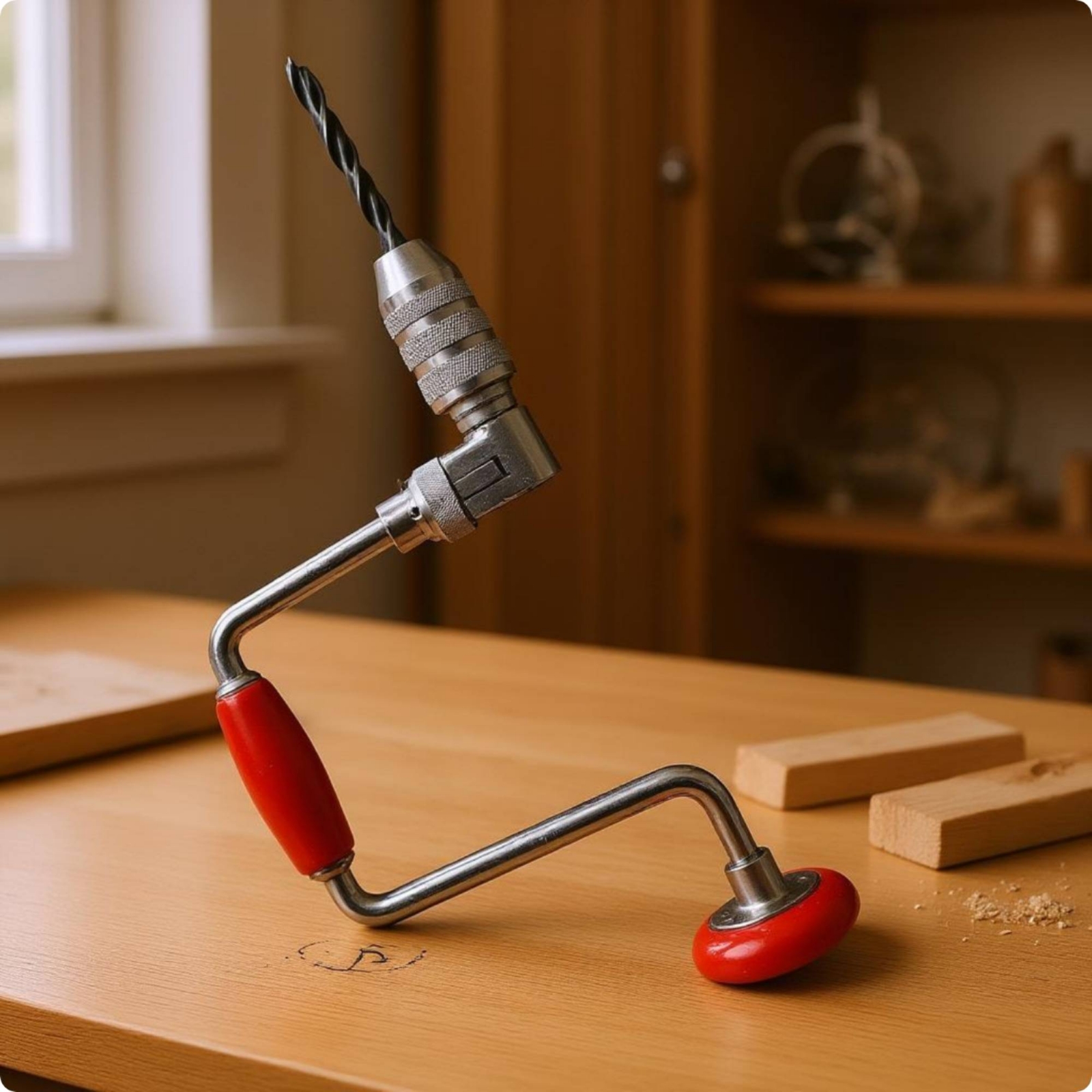 Woodworking Hand Tools - Wiertło spiralne z zakrzywioną rączką, ręczny