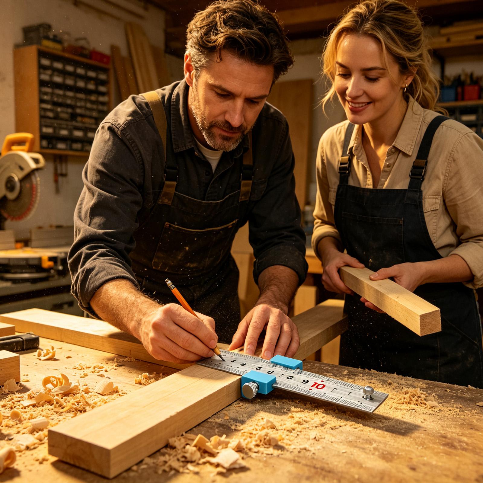 Woodworking Workshop - Narzędzia stolarskie Liniał stolarski Miarka do