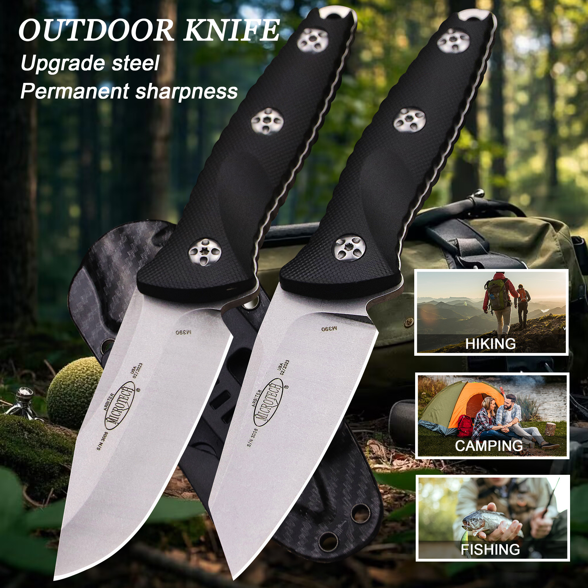 Woodworking Usa - Nóż myśliwski outdoorowy USA M390 +